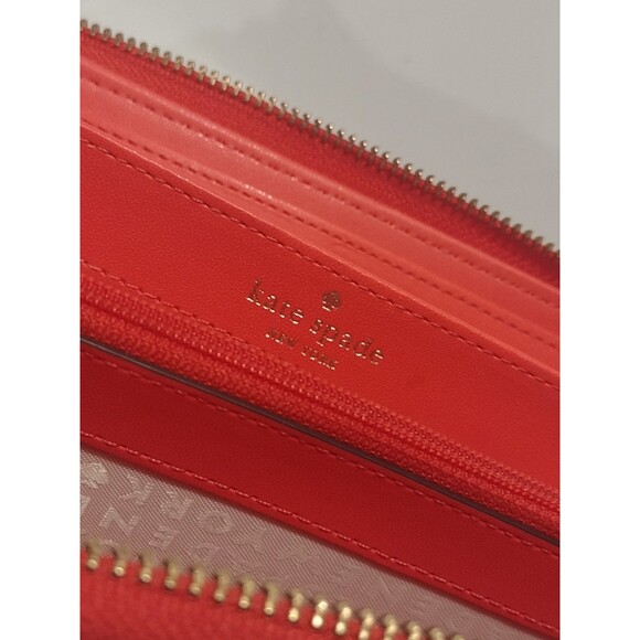 Kate Spade Neda Wallet Watermelon Zip Around Multi-Compartment Brass Zipper 4x8 - Picture 5 of 11